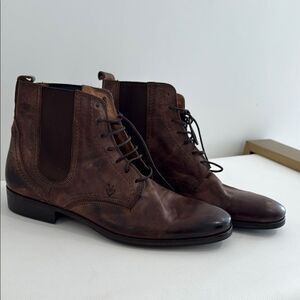 John Varvatos Brown Boots Suede Lace-Up